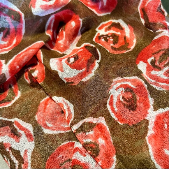Brown and Red Floral Scarf - Picture 4 of 8